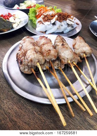 Vietnamist Food Vietnam food Nam Neaung on wooden
