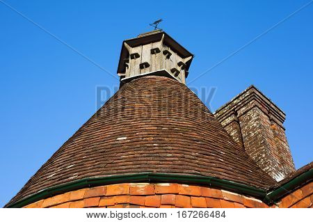 Old traditional English oast house roof background