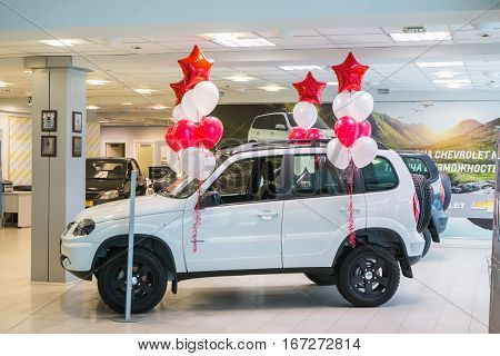 Showroom Of Dealership Chevrolet And Car In It In Kirov City In 2016