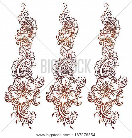 Vector Ethnic Mehndi Pattern Template For Mehndi Ornament Hand Drawn Detailed Outline Pattern Ornamental Flowers Set Of Indian Style Ornaments Floral Mehndi Ornamental Elements Henna Illustration Poster Id