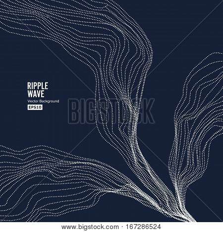 Wave Background. Ripple Grid. Random Rippled Monochrome Curved Vector Shape