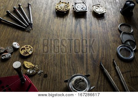 The procces of watch repair with the special tools