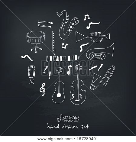 Jazz musical instruments set isolated vector illustration