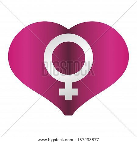 Fucsia heart with female symbol icon, vector illustration