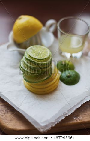Healthy composition of lemon lime packed with vitamin C.