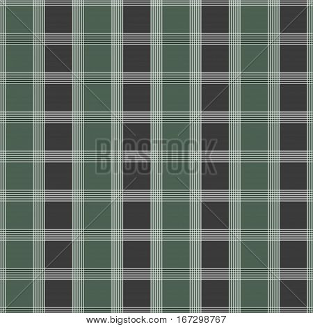 Seamless tartan pattern. Green and grey kilt fabric texture. Abstract vertical and horizontal lines. Vector illustration