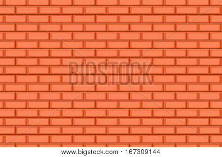 Cartoon Hand Drown Orange Realistic Seamless Brick Wall Texture. Vector Illustration