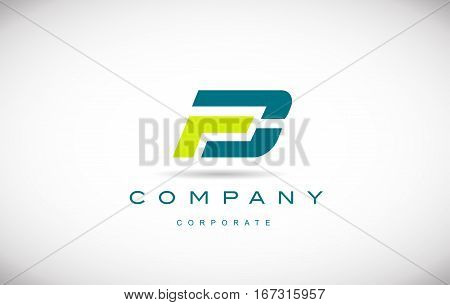 Alphabet letter D green blue vector logo icon sign design template
