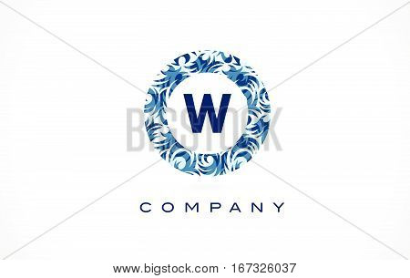 Letter W Blue Pattern Logo Design.