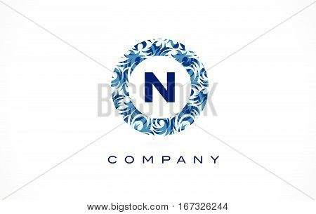 Letter N Blue Pattern Logo Design.