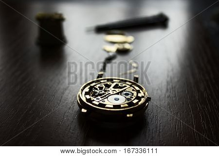 The procces of watch repair with the special tools
