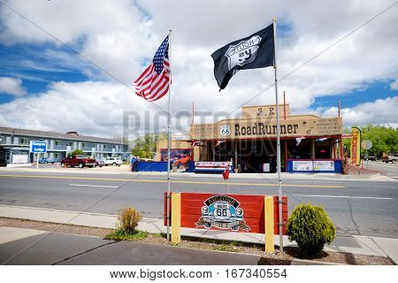 Seligman, Arizona, Usa - May 1, 2016 : Colorful Retro U.s. Route 66 Decorations In Seligman Historic