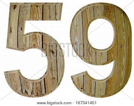 Numeral 59, Fifty Nine, Isolated On White Background, 3D Render