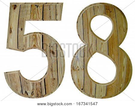 Numeral 58, Fifty Eight, Isolated On White Background, 3D Render