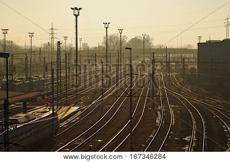 Train station with many rails to your own adventure