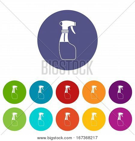 Spray set icons in different colors isolated on white background