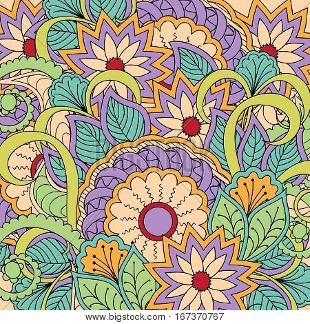 Hand drawn pattern in boho style with mandalas and flowers for backdrop visit card decorate dishes cup porcelain home laptop skins cases stationery. eps 10.