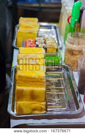 Toast Is Being Prepared For Sale In Night Market,thailand