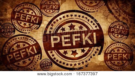 Pefki, vintage stamp on paper background