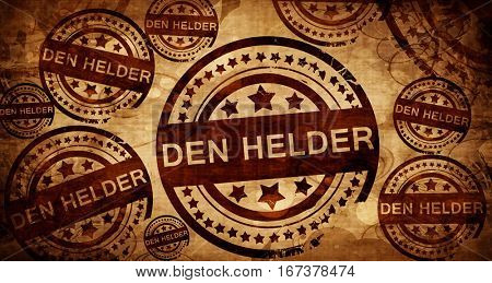 Den helder, vintage stamp on paper background