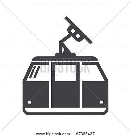 Funicular outline vector icon. Cable car monochrome illustration in outline design. Ideal for website, applications, labels and logo creating. Ski lift silhouette.