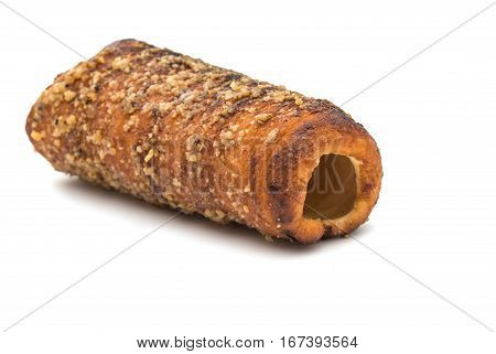 Baked Czech Trdelnik on a white background