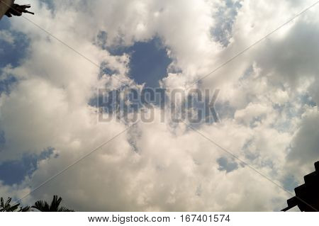 As clouds are dancing in a circle.Blue sky background.so beauty and wonderful.