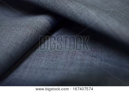 close up striped pattern texture silver blue fabric of suit photo shoot by depth of field for object