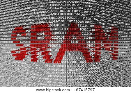 SRAM in the form of binary code, 3D illustration