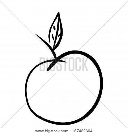 silhouette apple fruit with leaf icon flat . Vector illustration