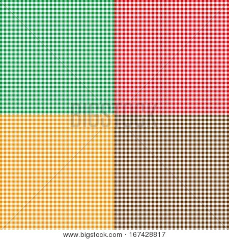 Set of colorful seamlessly checkered repeatable patterns with intersecting lines.