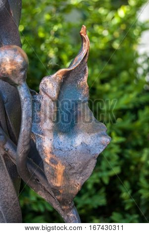 Forge Detail. Metallic design flower detail closeup
