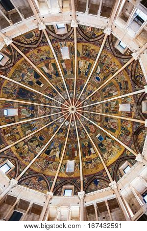 Ceiling Of Baptistery In Parma City
