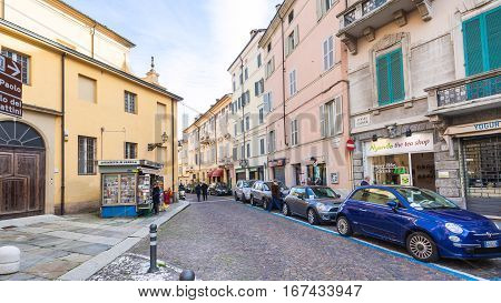 People On Street Strada Cavour In Parma