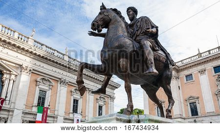 Statue Marcus Aurelius On Piazza Del Campidoglio