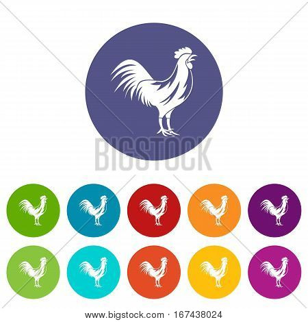 Gallic rooster set icons in different colors isolated on white background