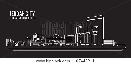 Cityscape Building Line art Vector Illustration design - Jeddah city