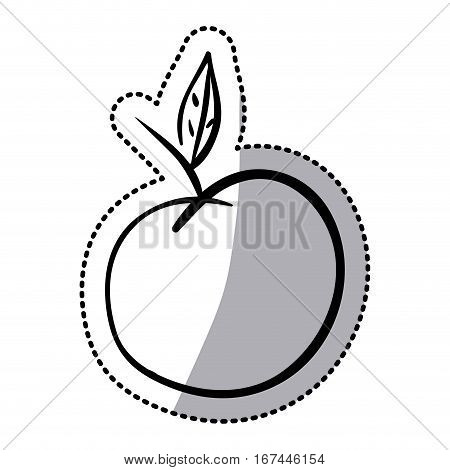 sticker silhouette apple fruit with leaf icon flat vector illustration