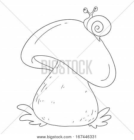 Forest mushrooms. Edible mushroom white. Coloring book vector isolated on white background.