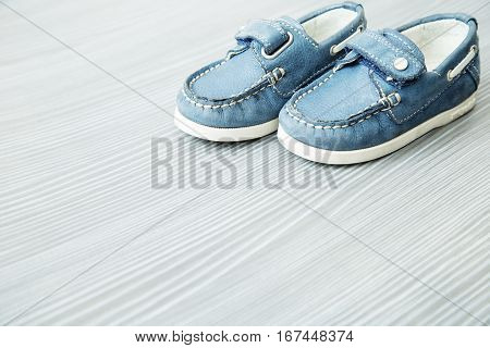 Children's shoes. Moccasins. Baby  treading shoes. Leather