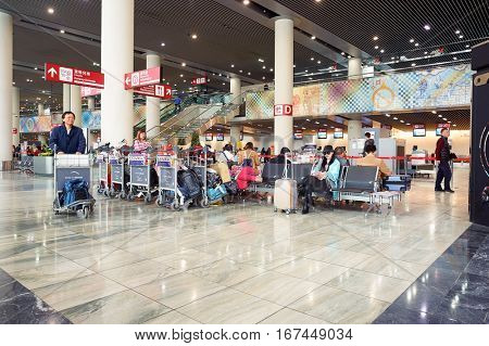 MACAO, CHINA - CIRCA FEBRUARY, 2016: inside Macau International Airport Terminal.