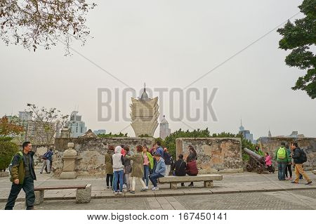 MACAO, CHINA - CIRCA FEBRUARY, 2016: Macao urban landscape at daytime. Macao is an autonomous territory on the western side of the Pearl River Delta in East Asia.