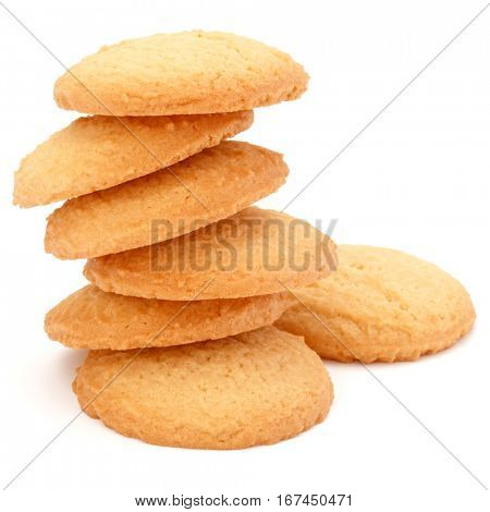stacked short pastry cookies isolated on white background