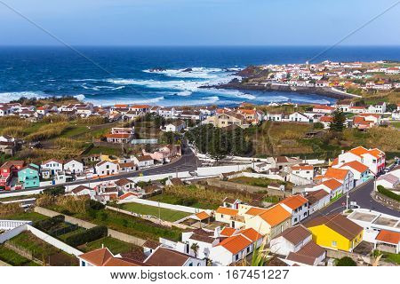 View on city Mosterios on island Sao Miguel, the Azores