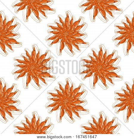 Cooked Red Shrimps Seamless Pattern on White Background. Tasty Sea Food.