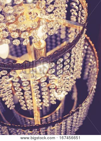 Chandelier crystal details Lighting Luxury interior decoration