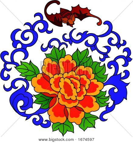 Blomstermotiver Element Design i kinesiske traditionelle papir skære stil (vektor)
