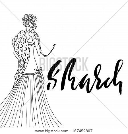 Retro party invitation card. Vintage style. 8 March. Vector illustration