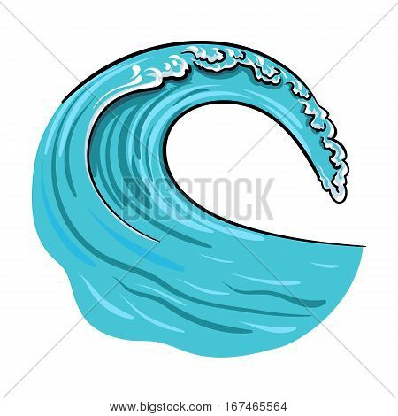 Wave icon in cartoon design isolated on white background. Surfing symbol stock vector illustration.