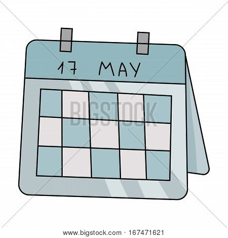 Calendar icon in cartoon design isolated on white background. Conference and negetiations symbol stock vector illustration.